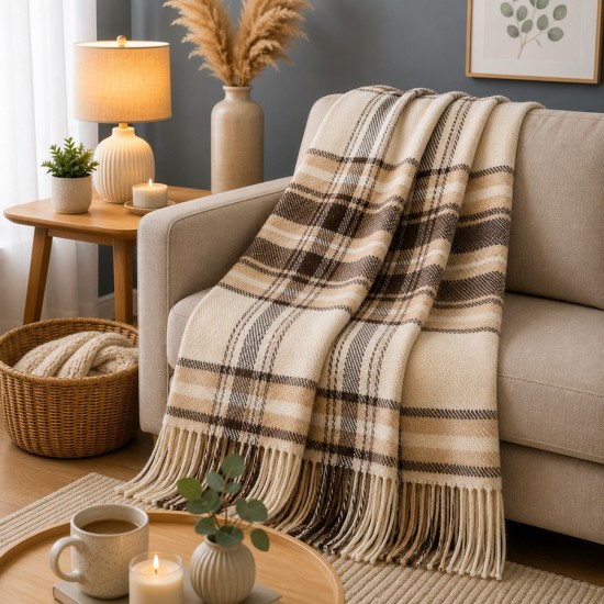 Плед шерстяной 50% шерсть, "Метро" 140 х 200см