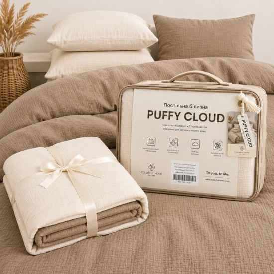 Комплект белья из муслина 02 "Puffy Cloud", размер 1.5